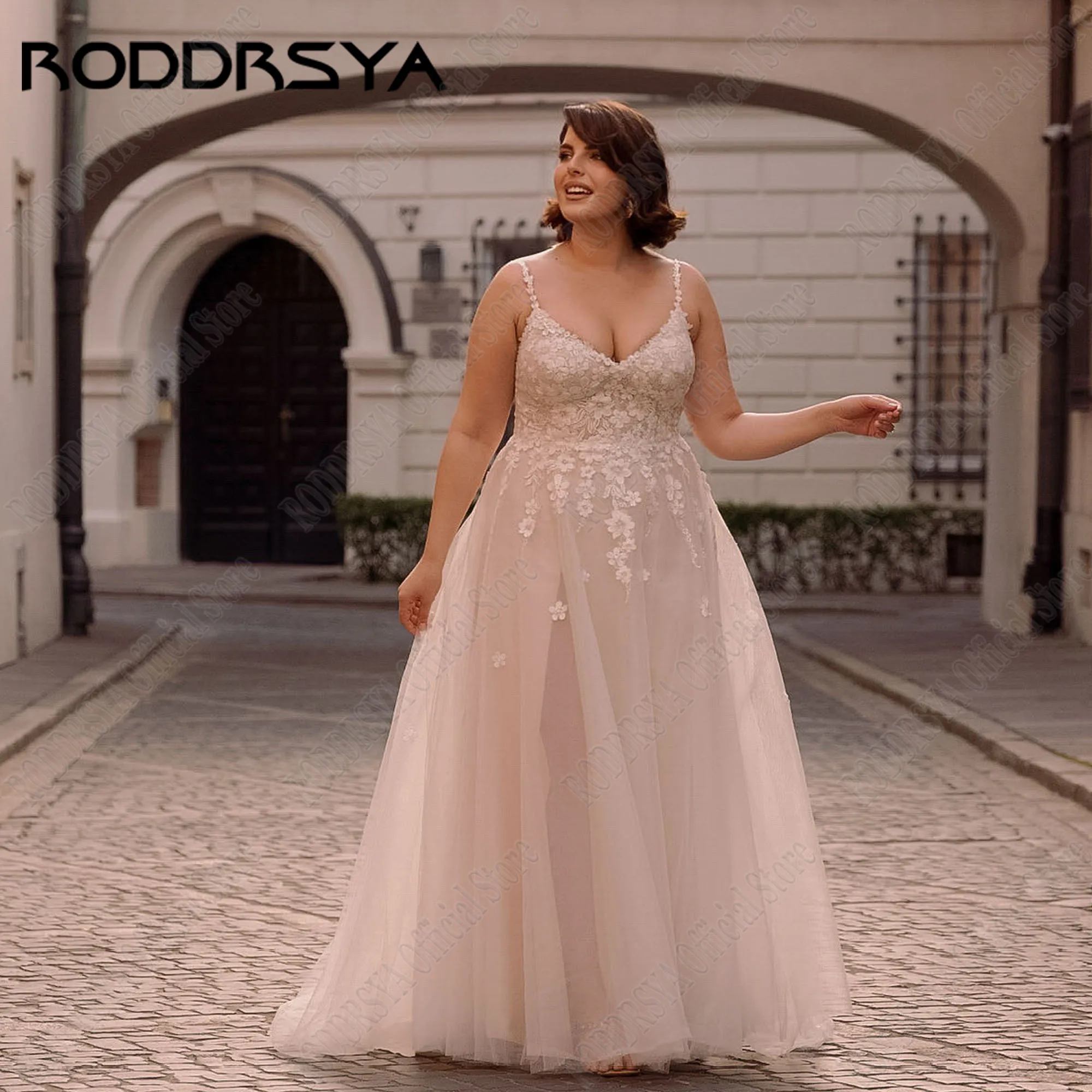 Женское свадебное платье без рукавов EVON кружевное невесты большого размера на