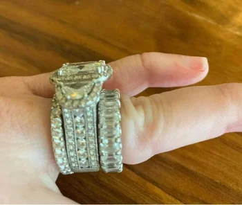 585 מותאם אישית 585 טבעת moissanite טבעת 4 ct טבעת מסיבת חתונת תכשיטים