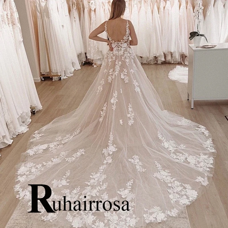 

Ruhair Luxury Delicate Wedding Gown For Bride Brush Train Sweetheart Geogeous Romantic Customised Robe De Soirée De Mariage