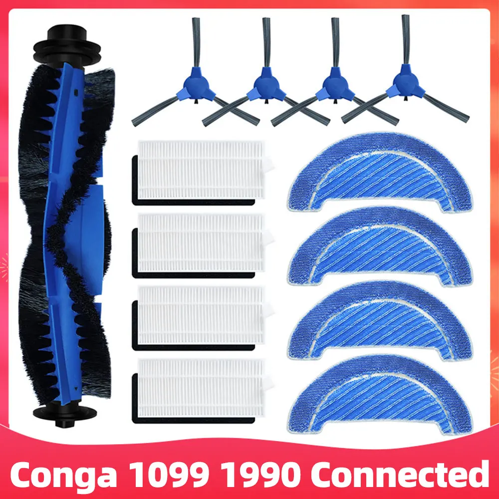 For Cecotec Conga 1099 /1990 Connected Robot Vacuum Cleaner Hepa Filter Main Side Brush Mop Cloth Rag Spare Parts Accessories