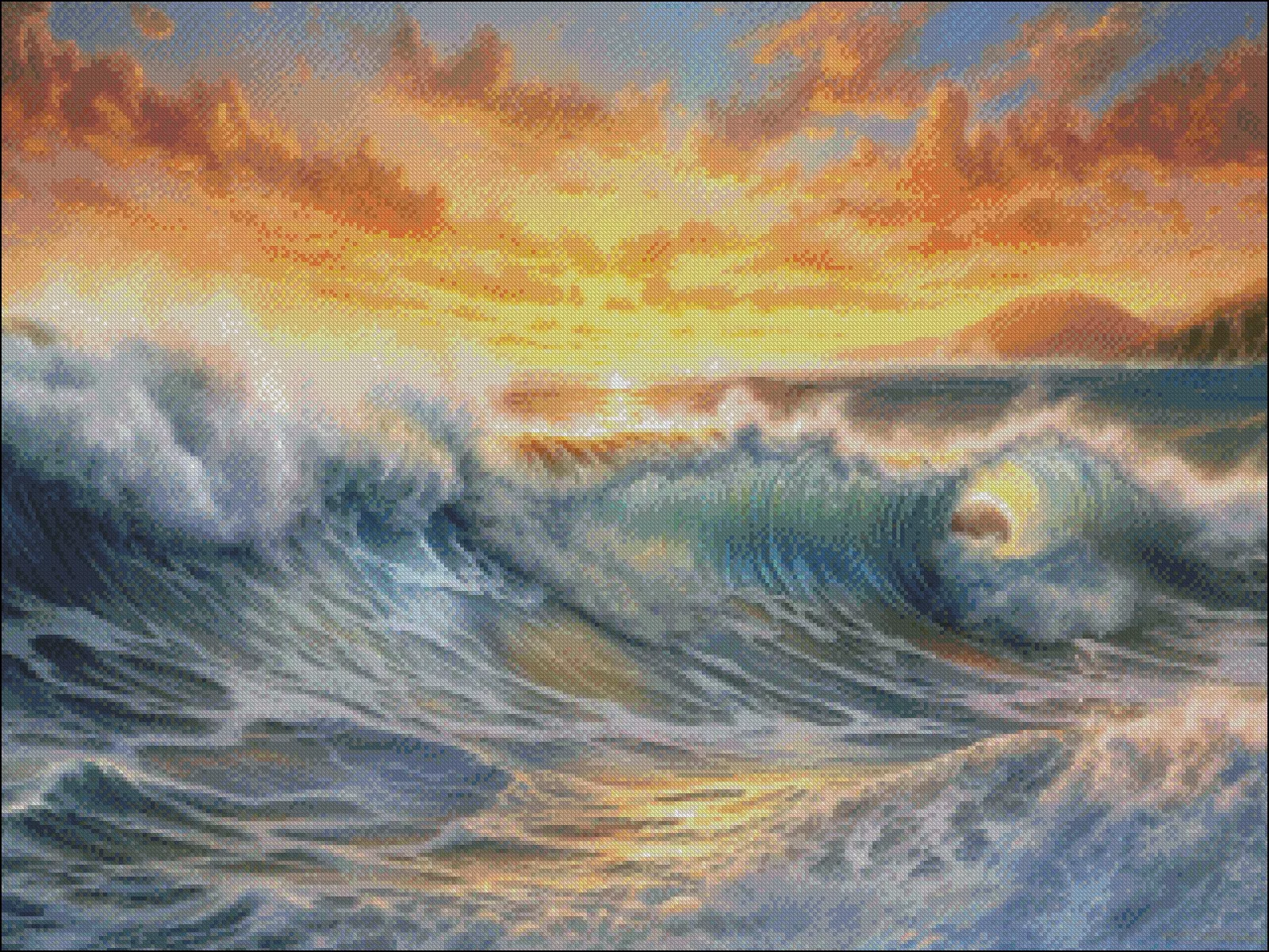 Набор для вышивки крестиком Sunset Crashing Wave-Набор сделай сам ручная работа 14 ct Aida