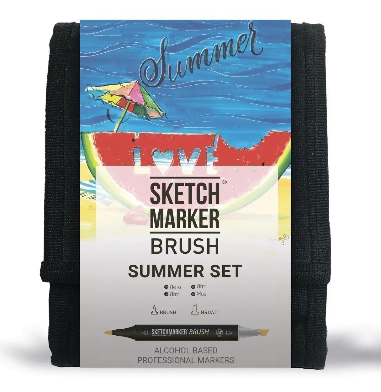 Sketchmarker Набор маркеров на спиртовой основе BRUSH Summer Set 12шт лето сумка органайзер