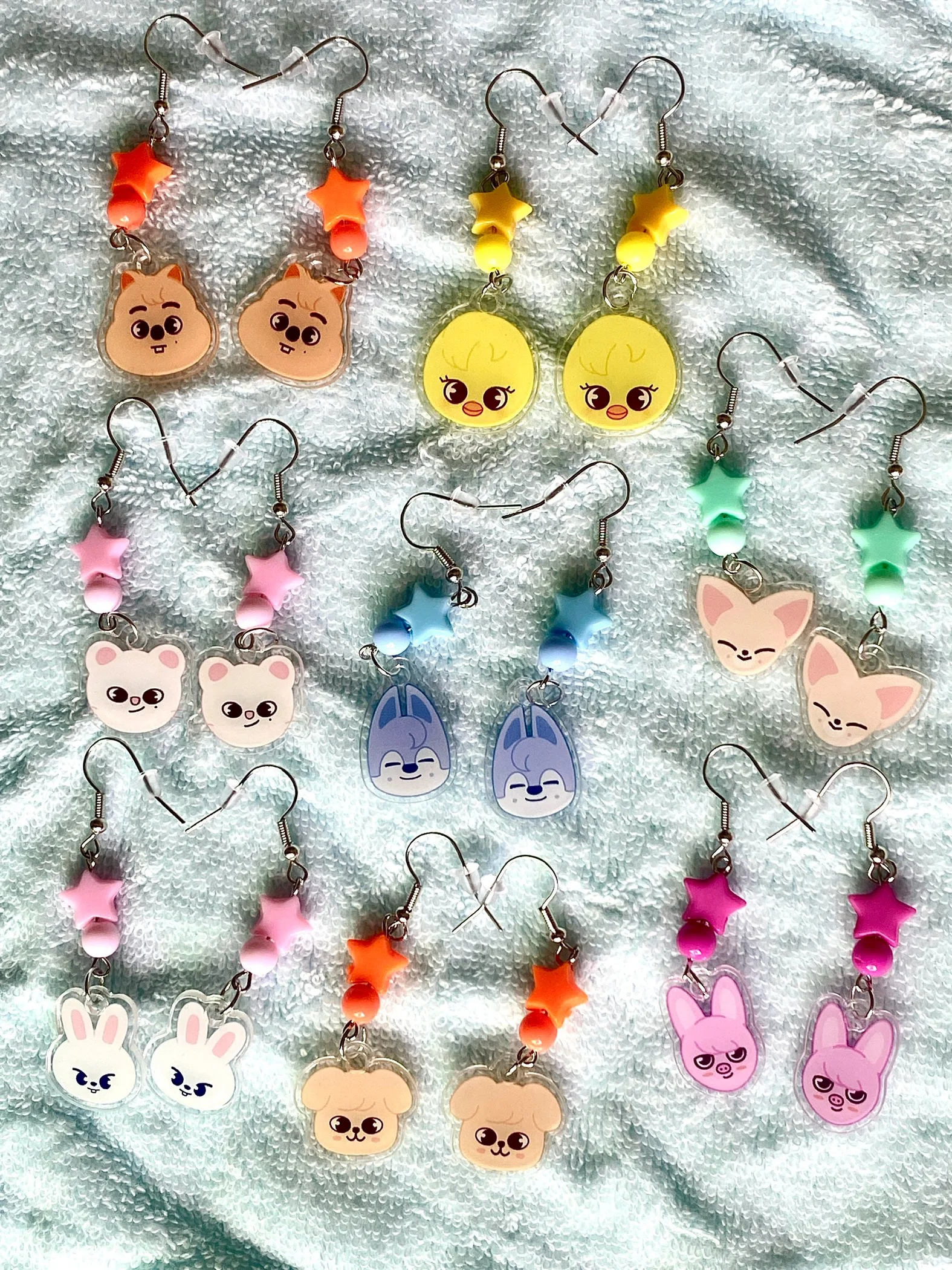 Серьги ручной работы с милыми животными | Аксессуар в стиле Star SKZ K-Pop Boy Group