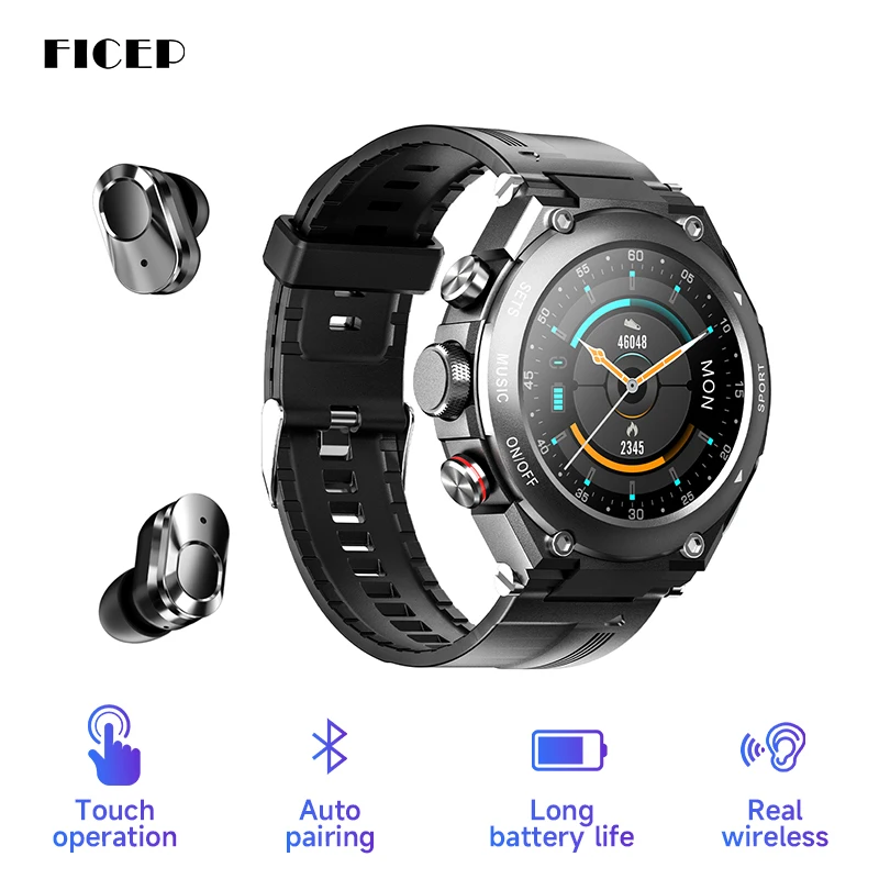 

New T92 Smart Watch Bracelet 2 in 1 TWS Wireless Earphone Call Music Heart Rate Blood Pressure Sports Waterproof Smartwatch