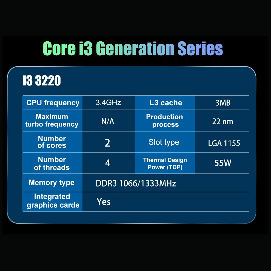 Used Original Intel Core CPU i3-3220 i3 3220 Processor 3M Cache, 3.30 GHz LGA1155 Desktop CPU Support B75 Motherboard images - 6