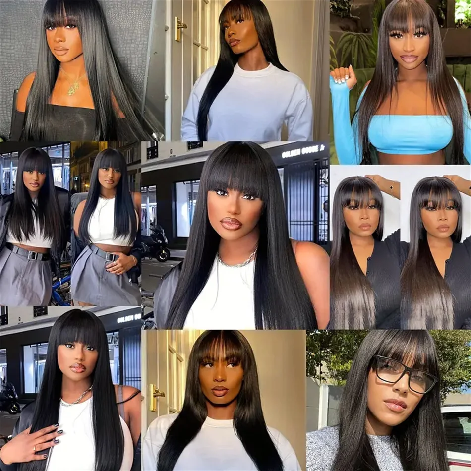 Бразильские Парики Из Натуральных Волос Для Женщин Прямые Полностью Машинное