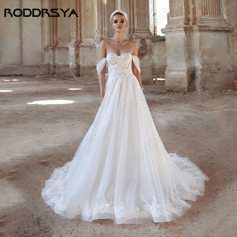 

RODDRSYA Strapless Romantic Appliques Wedding Dress Princess Backless Bridal Gowns For Women vestidos de novia playa Custom Made