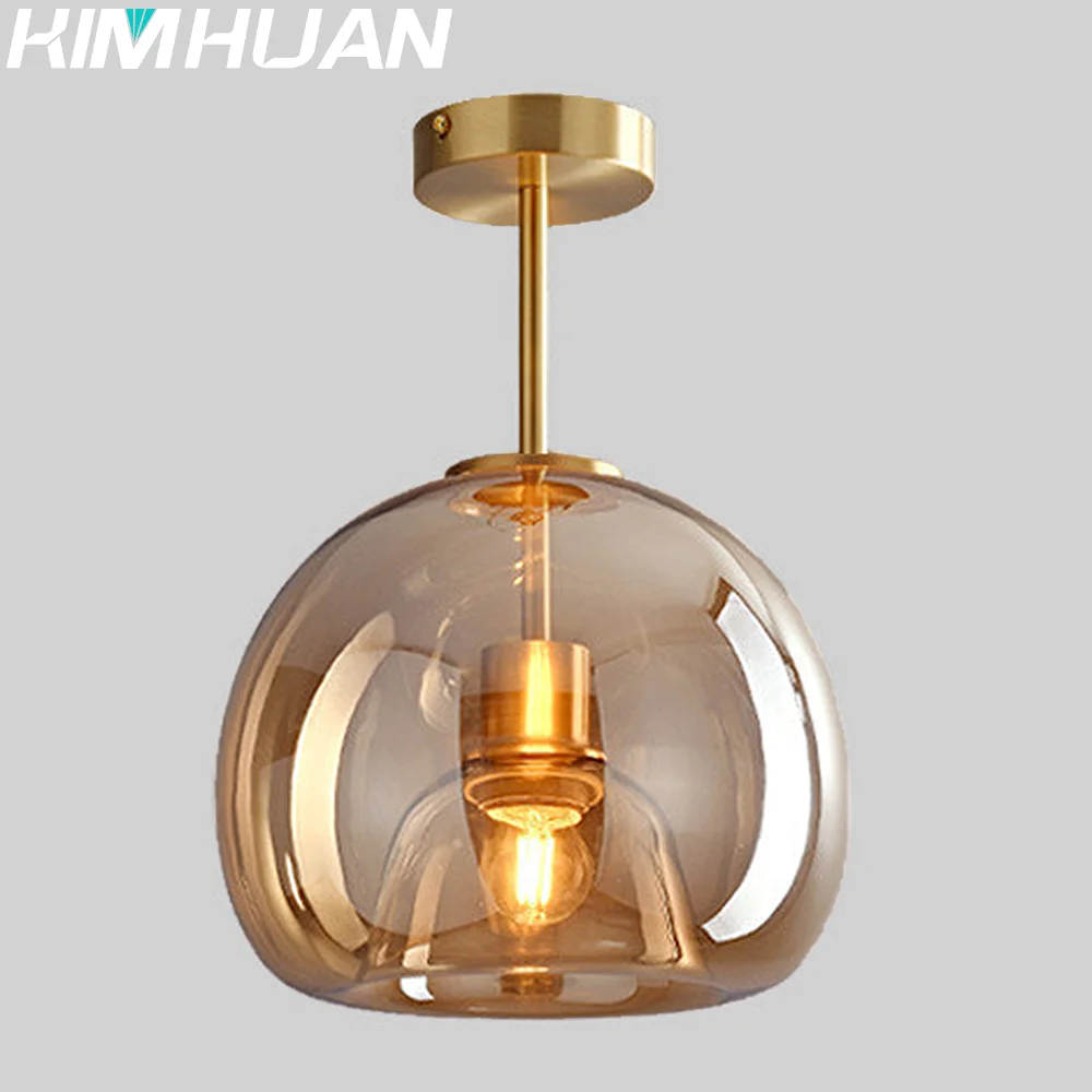 Современный потолочный светильник в скандинавском стиле из коньячного стекла