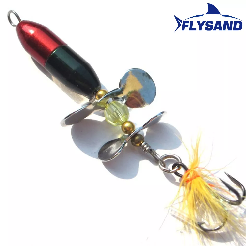 FLYSAND Rotating Spinner Sequins Fishing Lure 10g/7cm Wobbler Bait with Feather Fishing Tackle For Bass Trout Perch Pike