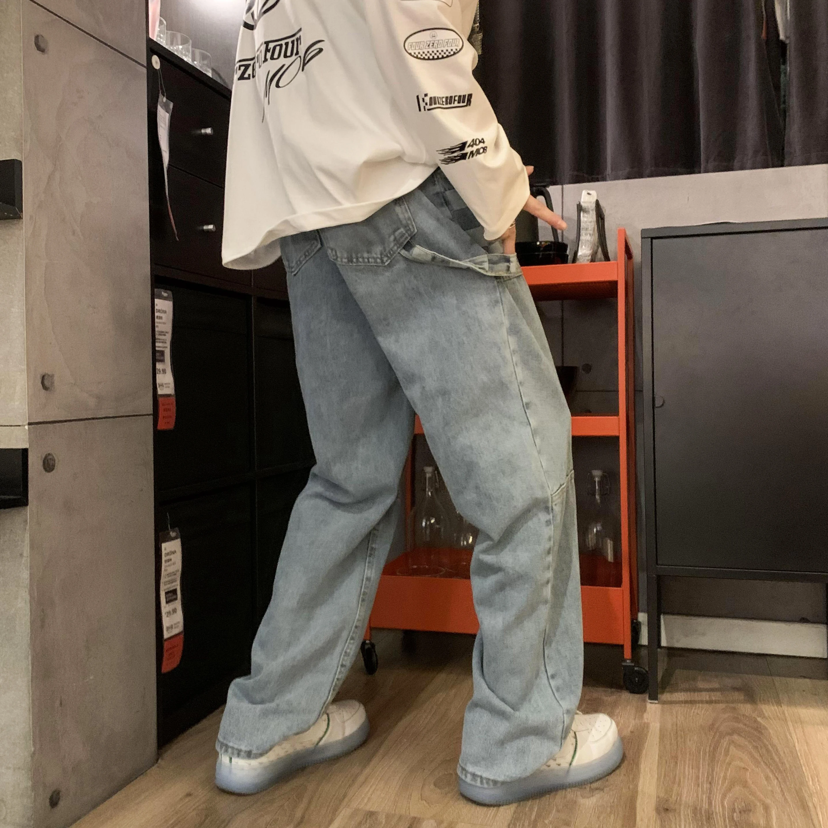 Fashion Baggy Jeans For Men Loose Trousers Neutral Jean Streetwear Casual Summer Pants Hip Hop