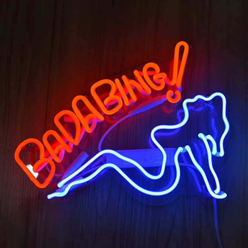 Неоновые вывески Bada Bing Girl пивной бар домашнее искусство неоновый светлый