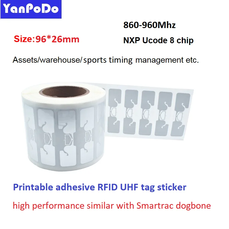 Аналог dogbone 860-960 МГц большой радиус действия EPC Gen2 Ucode 8 чип влажный inay uhf rfid бибэг