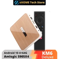 mecool km6 atv android 10 amlogic s905x4 smart android tv box 10 0 wifi 6 1000m bt5 0 2g16g 4gb 64gb media player