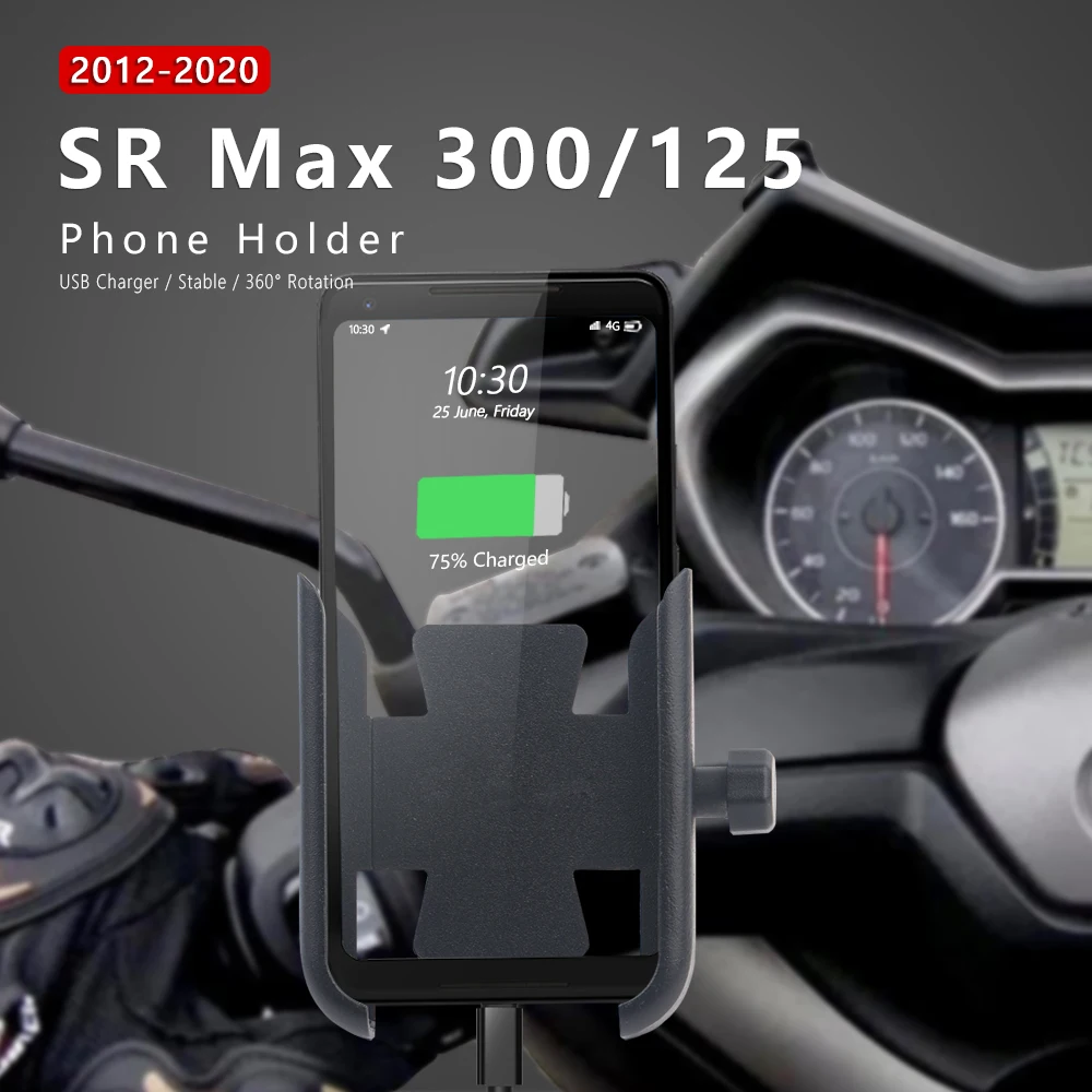 Motorcycle Phone Mount SXR 50 2022 Phone Holder USB Charger for Aprilia SR Max 125 300 2012-2020 2019 RXV 450 550 Accessories