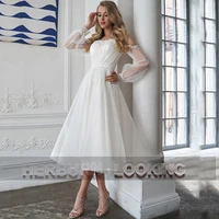 HERBURN Classic New Arrival Wedding Dresses Long Sleeves Pearls Illusion Made To Order Vestidos De Novia Brautmode Robe Mariee