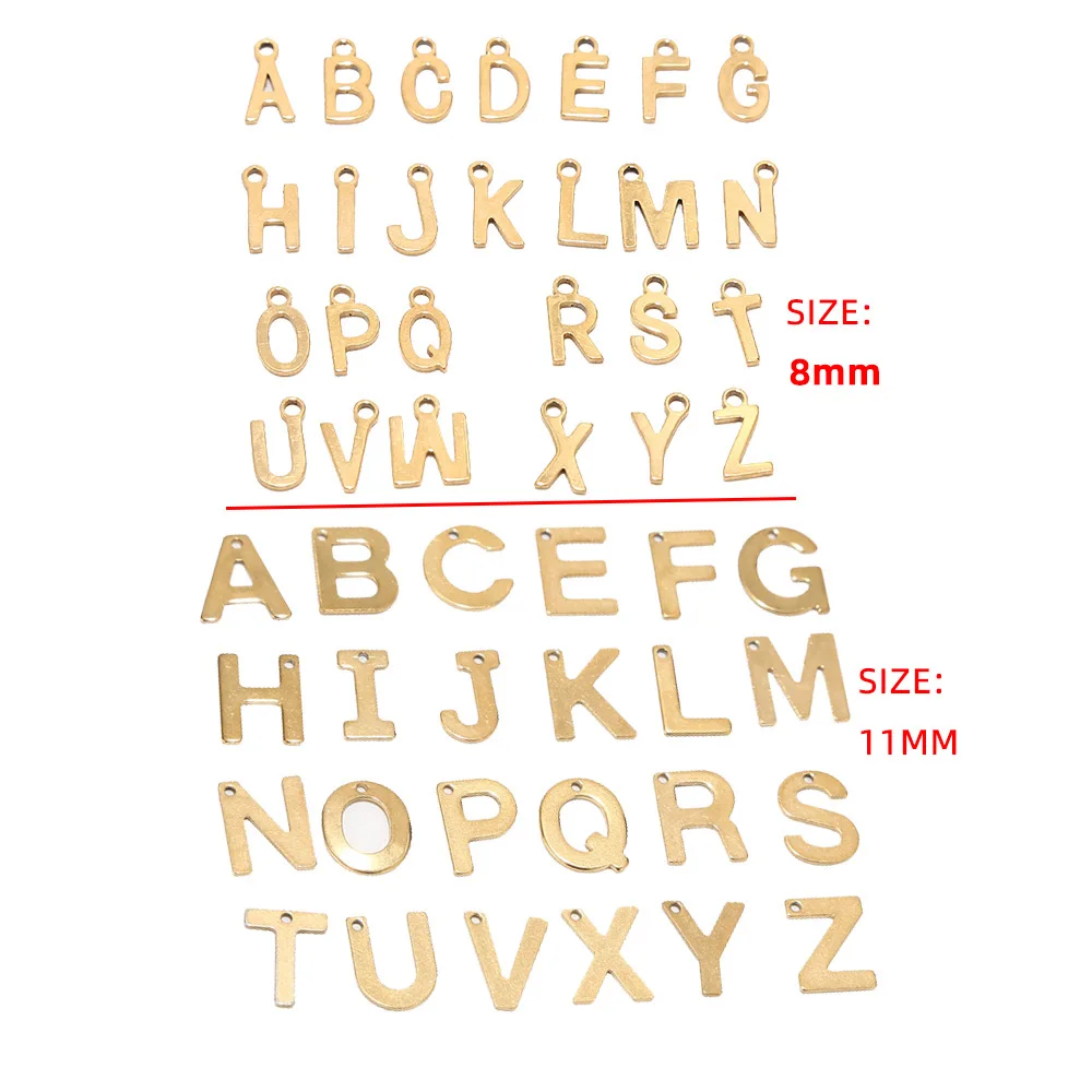 30pcs Stainless Steel Gold Letter Charm Beads Alphabet Loose Pendants Assorted for Personalized Bracelet Necklace Gifts Making - купить по