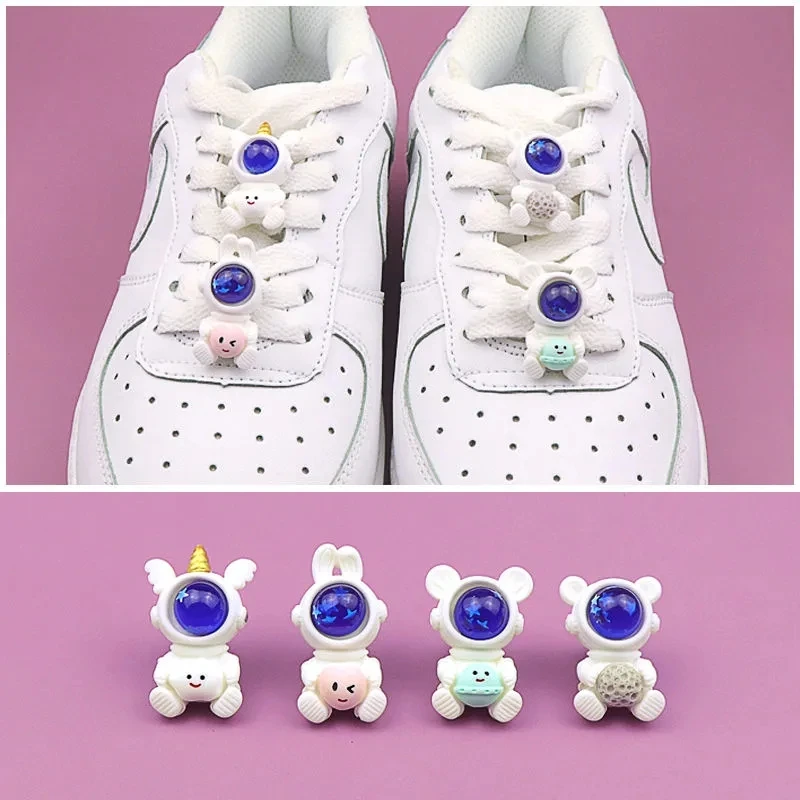 

4PCS Cartoon Astronaut Shoe Buckle Accessories Girls And Boys DIY Shoes Sneakers Creative Shoelaces Decorative Shoes Accessories