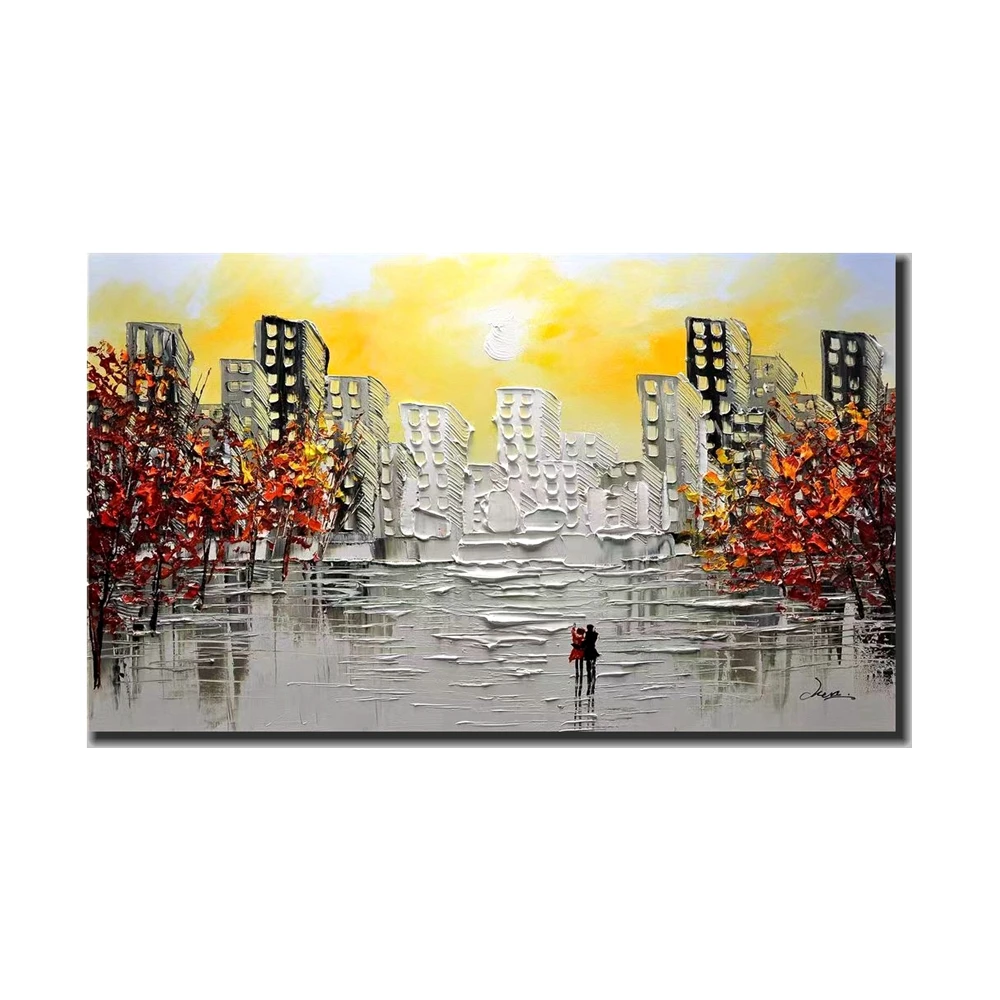 

Framed Central Building Wall Decoration Paintings Wall Stickers Decor Painting For Modern Bedroom and Living Room
