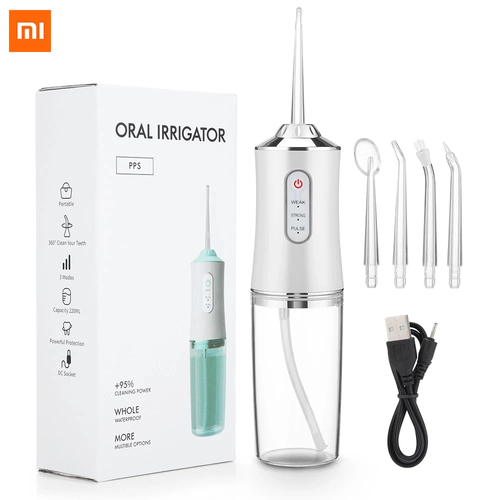 

Xiaomi Oral Irrigators Portable Dental Water Flosser Water Jet Floss Tooth Pick Mouth Washing Machine 3 Modes for Teeth White