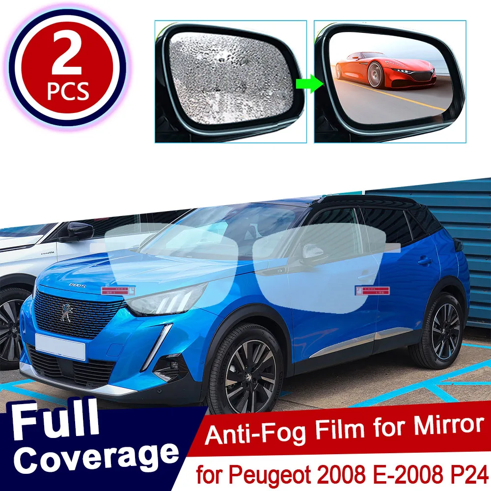 for Peugeot 2008 E-2008 P24 2020 2021 2022 2023 Rearview Mirror Film HD Anti-Fog Rainproof Auto Mirror Stickers Car Accessories