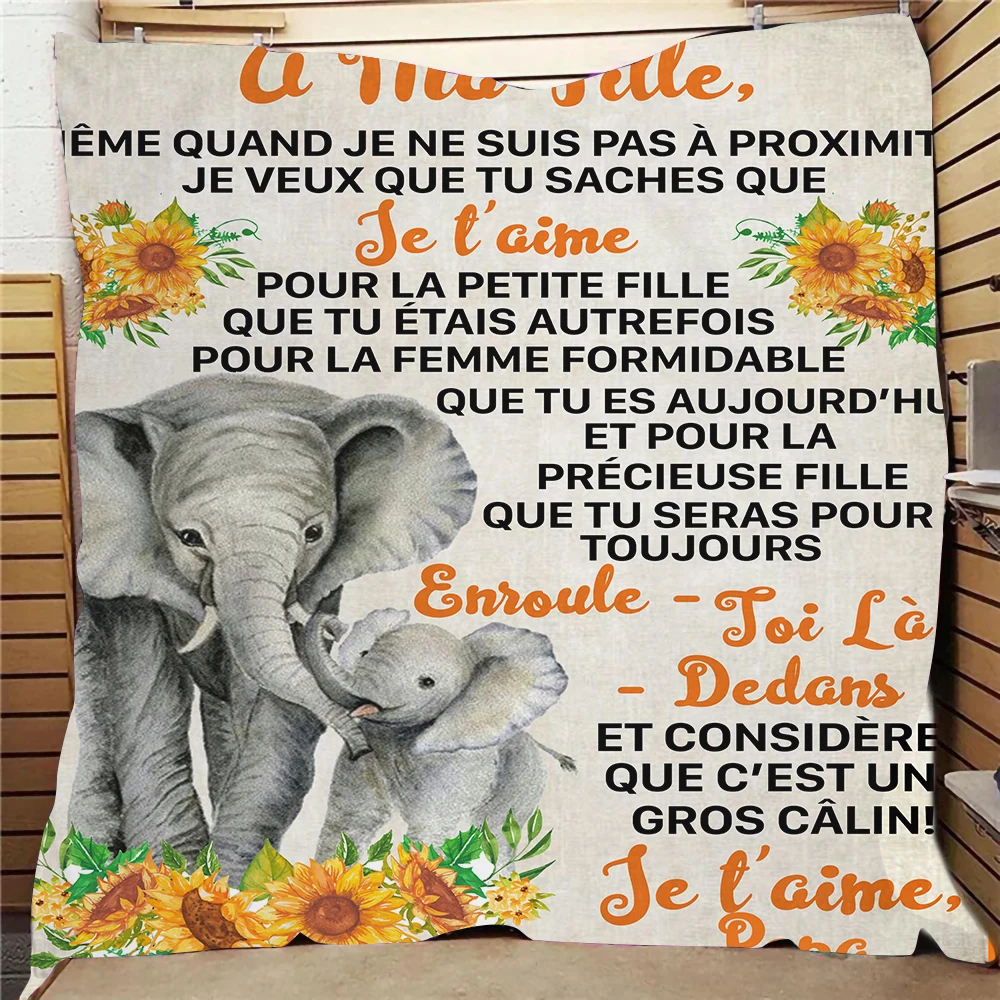 

Elephant Envelope Blanket Letter Blanket for Daughter Super Soft Warm Comfortable Quilt Home Outdoor Camping Lightweight Carry