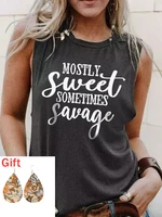 summer tank camis mostly sweet sometimes savage o neck tank top casual sleeveless blouse t shirt vest o neck tops for women y2k