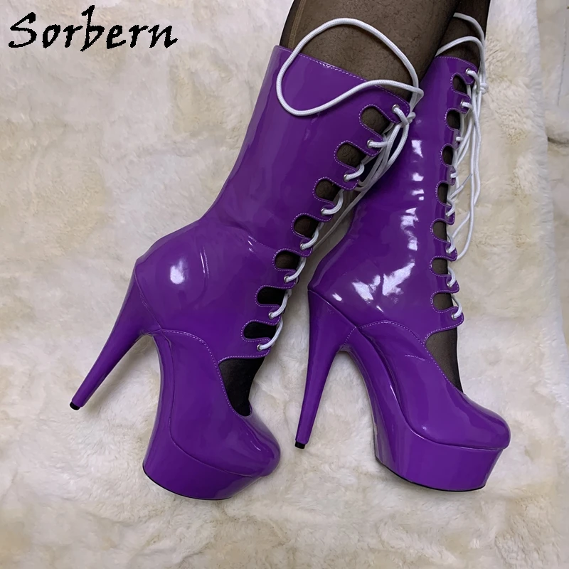 

Sorbern 6In Pole Dance Boots Women Platform Stripper Heels Exotic Dancer Crossdresser Drag Queen Booties Ankle High Custom 7" 8"