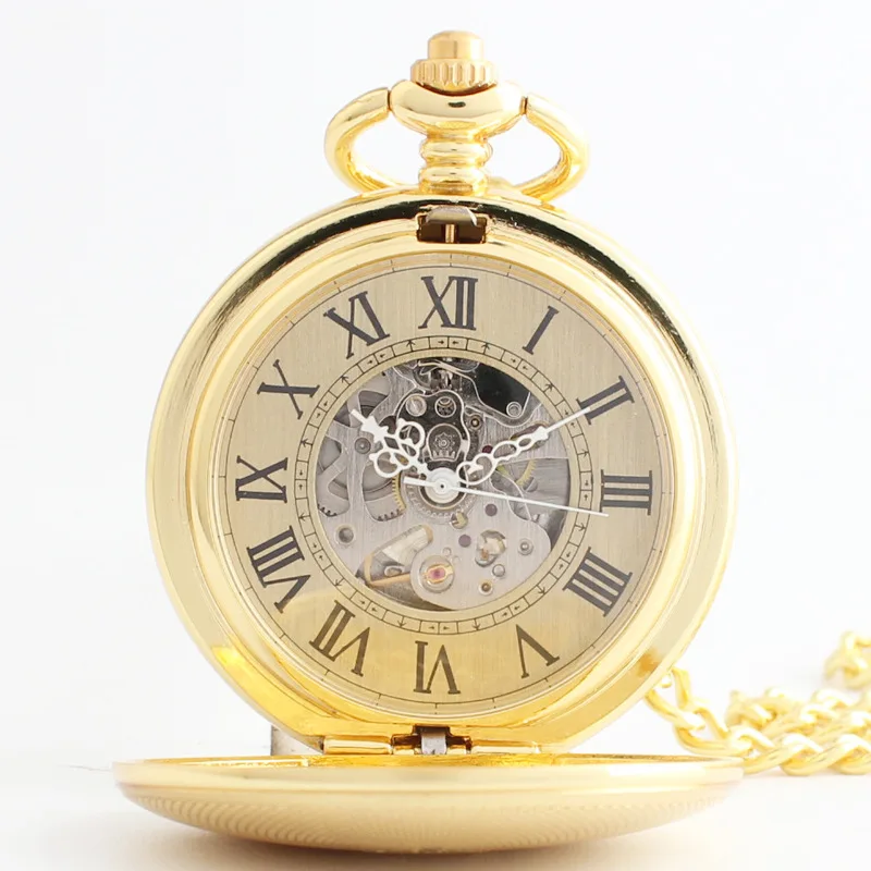 Luxury Gold Personalised Pocket Watch Fob Chain Pendant Unisex Vintage Charm Pocket&Fob Watches