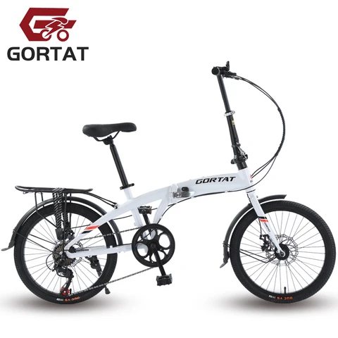Горный велосипед GORTAT складной, 20 дюймов, рама из алюминиевого сплава, 7 скоростей, для взрослых, дорожный велосипед для подростков, легко носить с собой, жесткая передняя вилка