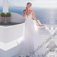 gabriellar 2022 scoop wedding dress princess button exquisite applique sleeveless women mopping gown vestido de novia customised