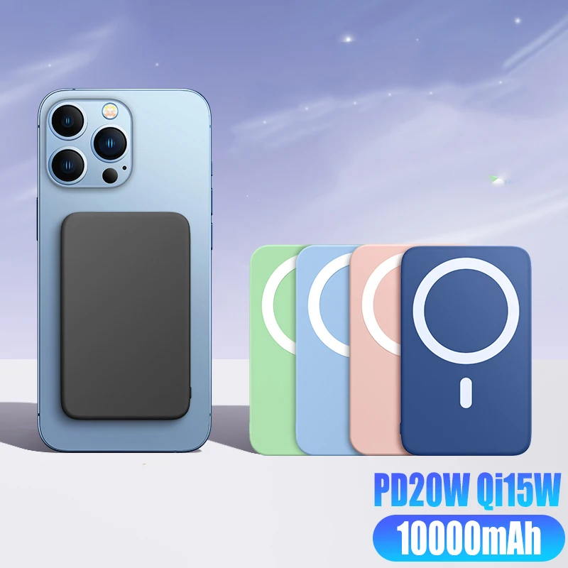 10000mAh MaxSafe Magnetic Wireless Power Bank PD20W Qi15W Fast Charger For iPhone 14 13 12 Pro Max External Auxiliary Battery
