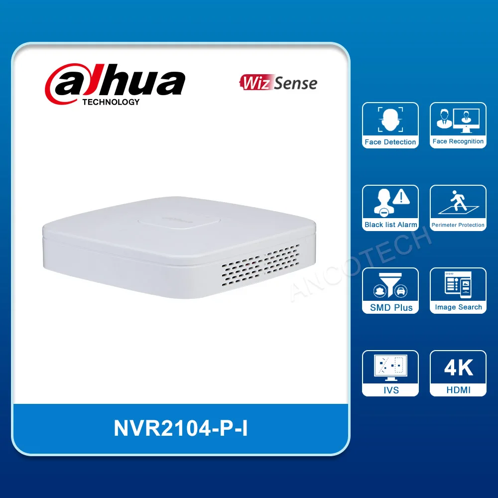 

Dahua DHI-NVR2104-P-I 4-канальный Смарт 1U 4PoE WizSense сетевой видеорегистратор DAHUA