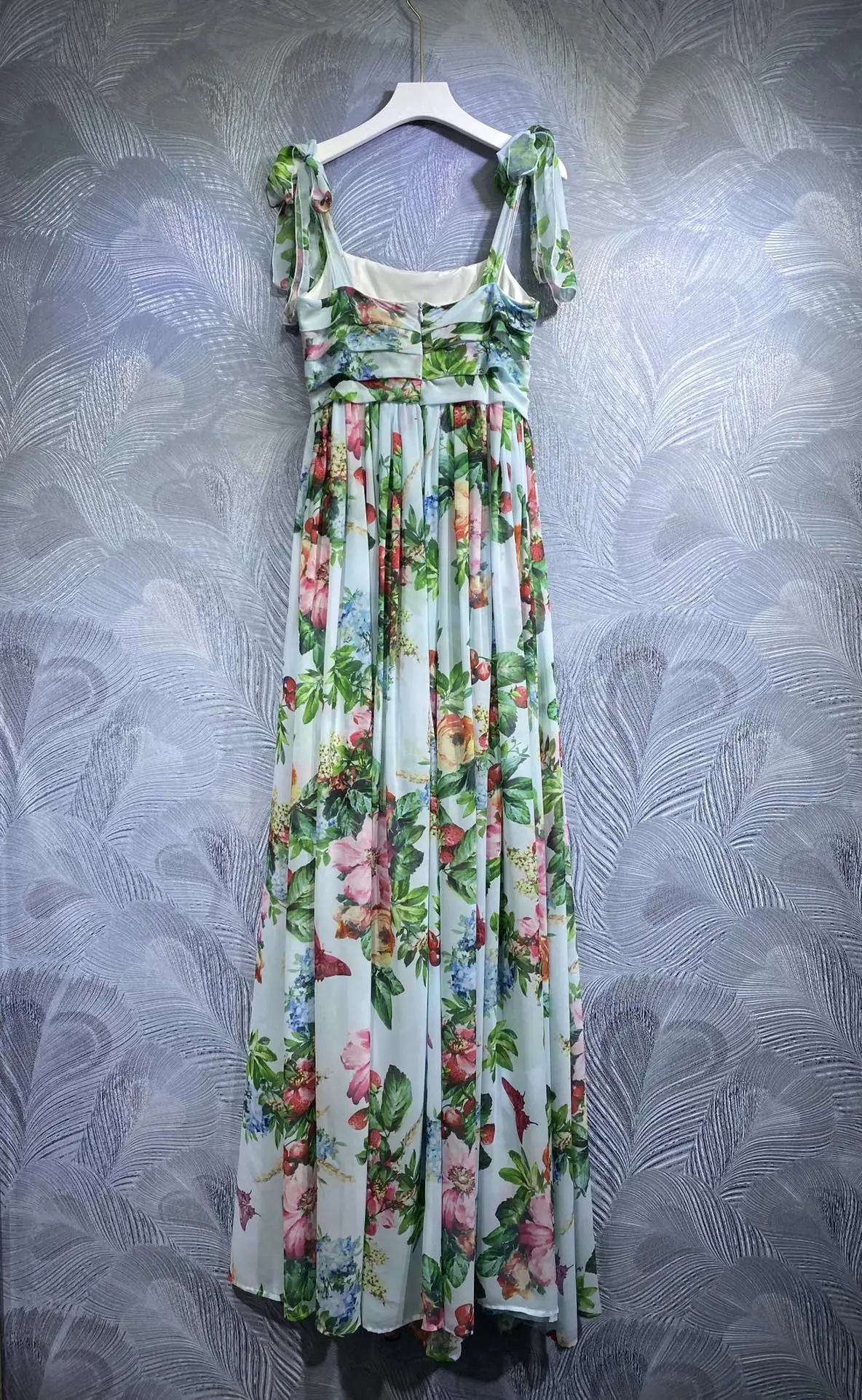 

Женское длинное шелковое платье на тонких бретельках, Элегантное повседневное Привлекательное платье с цветочным принтом, весна-лето