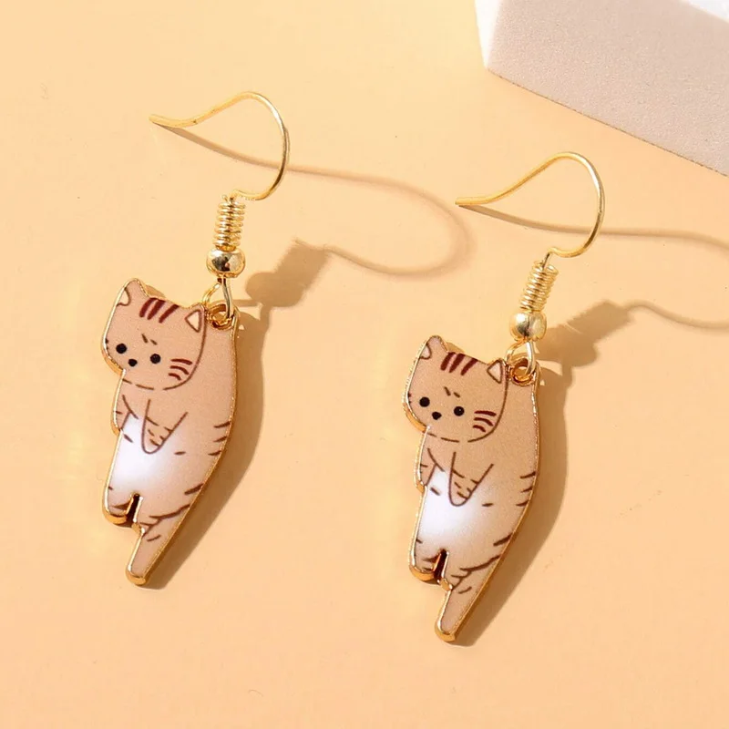 

Trendy Cartoon Animal Earrings Lovely Kitten Drop Earring For Women Handmade Cute Pet Cat Pendientes Simple Boucle D'oreille
