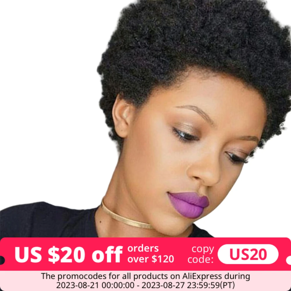 Short Afro Human Hair Wigs Without Glue Natural Fluffy Kinky Curly Wigs For Women Brazilian Human Hair Wig Sale Wholesale Price