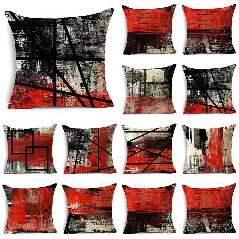 

Red and Black Personality Inkjet Design Pillowcase Car Studio Decor Lumbar Pillow Cushion Cover 40*40cm/45*45cm/50*50cm
