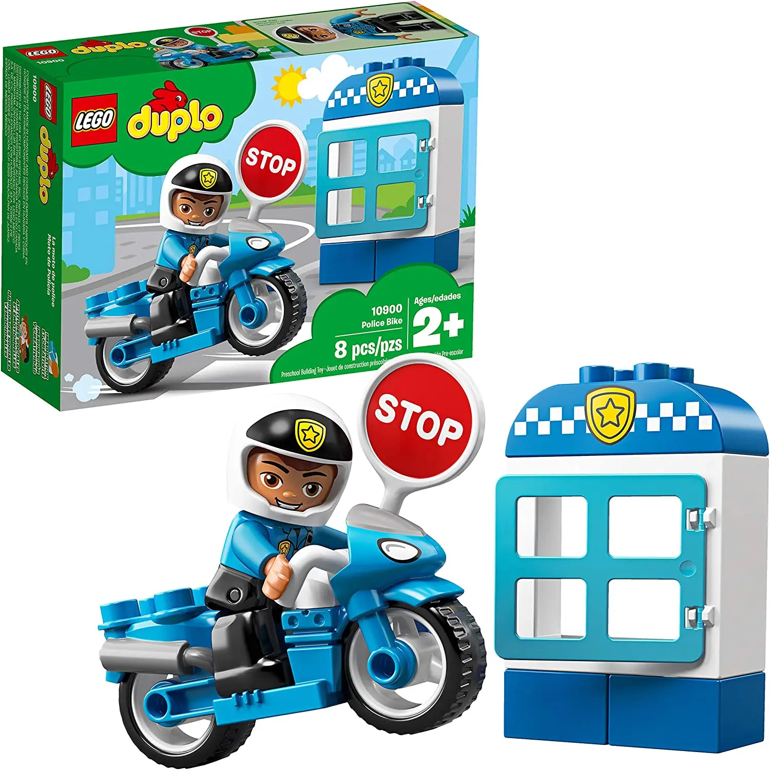 LEGO DUPLO городской полицейский мотоцикл 10900, детали (8 шт.) для мальчиков и девочек, Обучающие креативные игры LEGO DUPLO городской полицейский мотоцикл 10900, детали (8 шт.) для мальчиков и девочек, Обучающие креативные игры