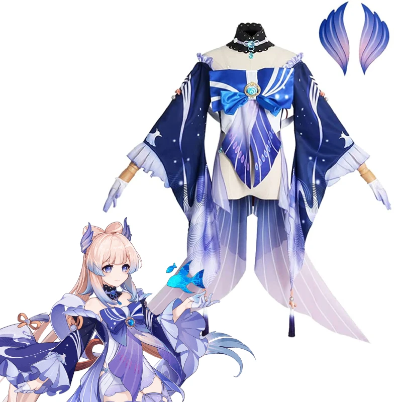 

DAZCOS Women Sangonomiya Kokomi Cosplay Genshin Costume Outfits Suit for Barbara Cosplay for Halloween Anime Theme Carnival New