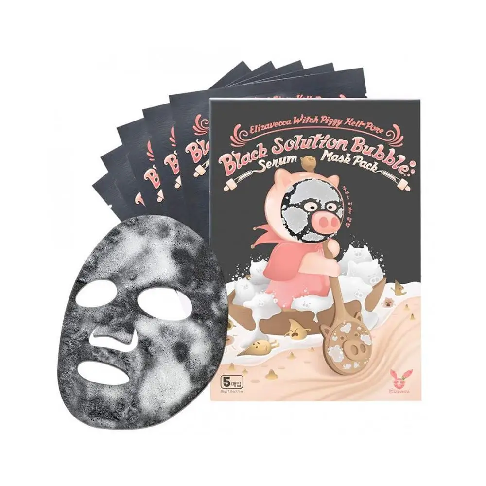 Маска Елизавекка Пузырьковая сывороточная тканевая Elizavecca Witch Piggy Hell-Pore Black Solution