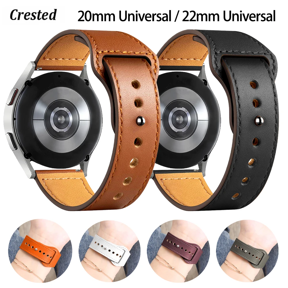 Leather Band For Samsung Galaxy watch 4 Classic /3/Active 2 strap Gear S3 Frontier watchband 20mm 22mm bracelet Huawei GT/2/Pro