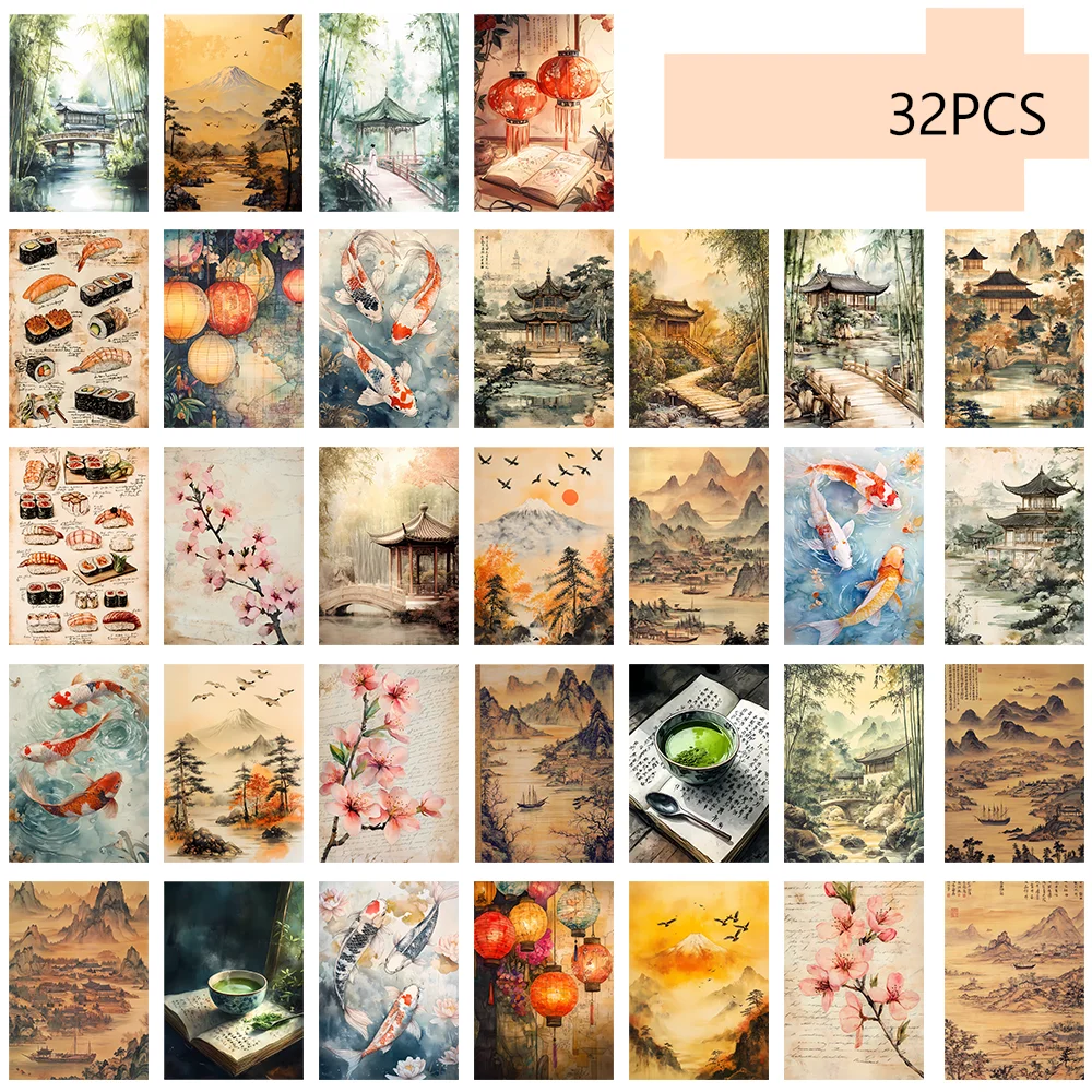 

32 кабеля, набор открыток в японском стиле, архитектура, подарки на день рождения/юбилей, коллекционные предметы, подходят дл...