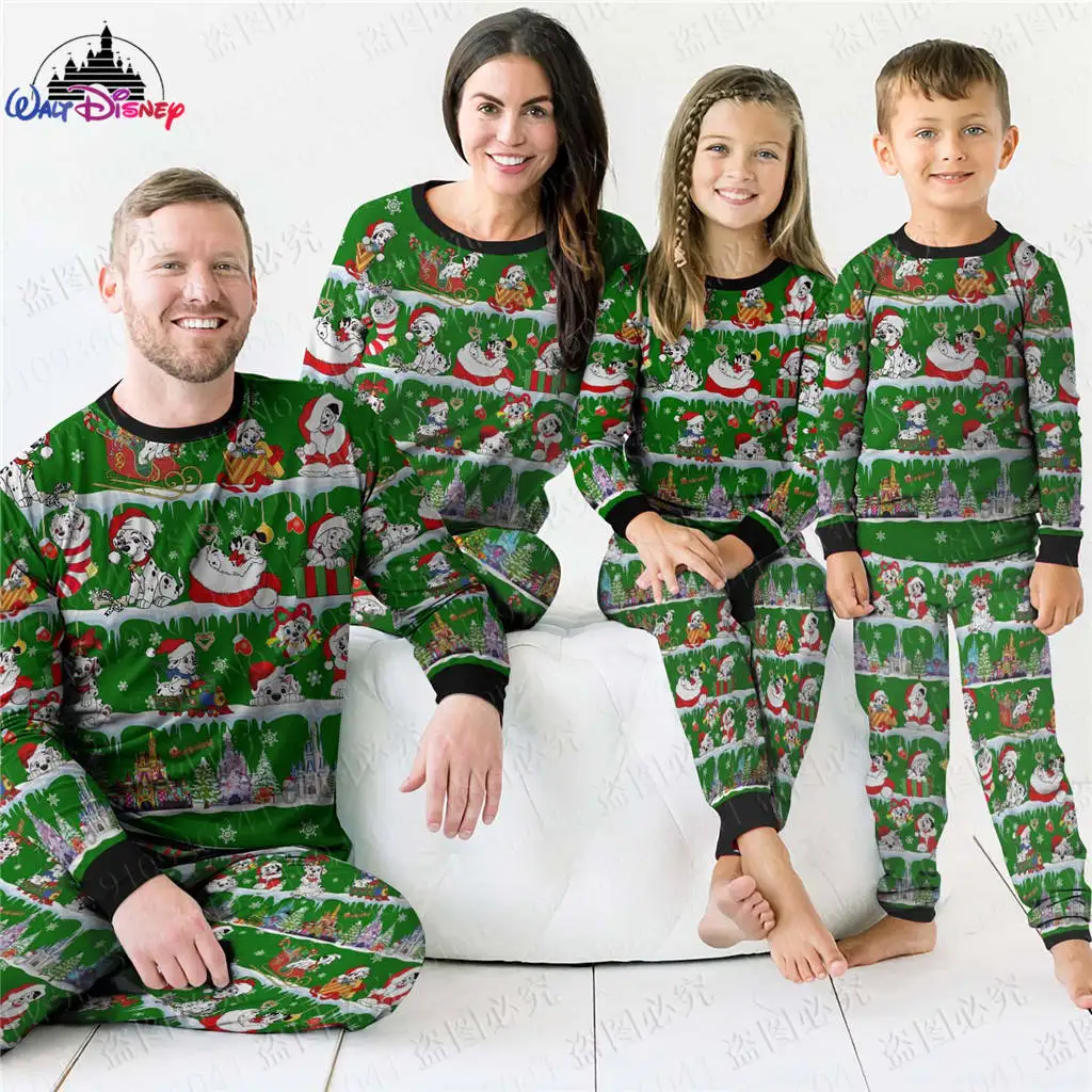 

Disney 2022 Рождество 101 далматинс размер 3D печать высокое качество уродливый Рождество наряд для родителей и детей Пижамный костюм