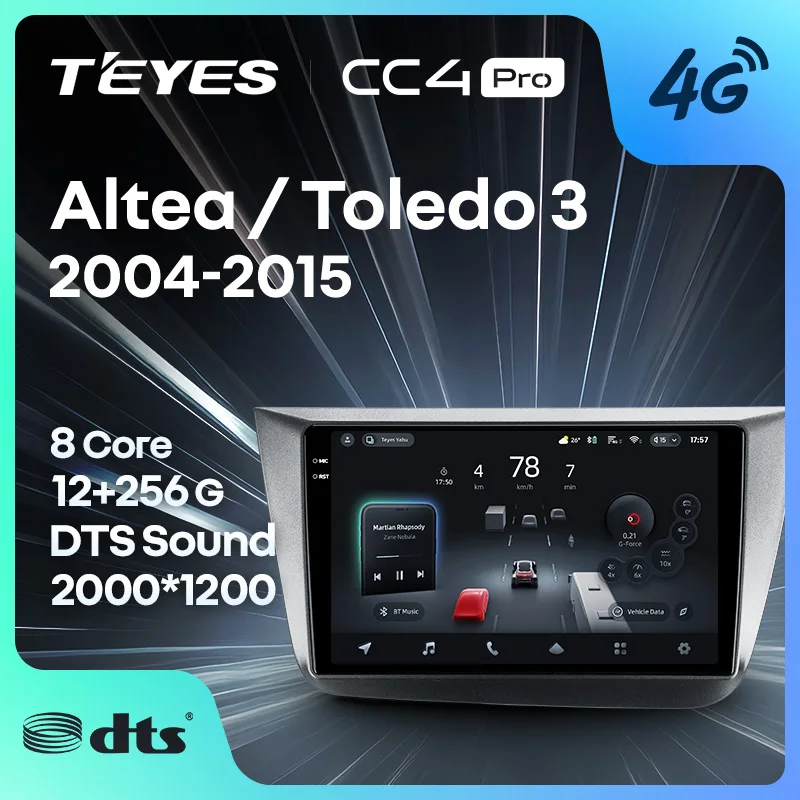 Фото TEYES Тиайс CC4 PRO Штатная магнитола For Сеат Альтеа 5P  Толедо 5P For Seat Altea 5P Toledo 5P 3 2004 - 2015 LHD RHD автомагнитола 2 DIN DVD GPS CarPlay Android Auto мультимедиа автомобиля головное Android магнитола №1