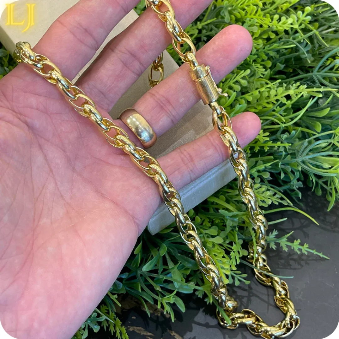 

Men's Chain Brick Double Link 8mm Nordic Gold Old Coin Cord identical to 18K Gold Eternal Guarantee in Color