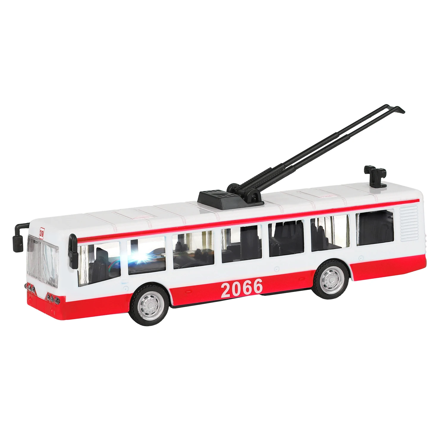 Троллейбус Автопанорама 1/90 бело-красный инерционный