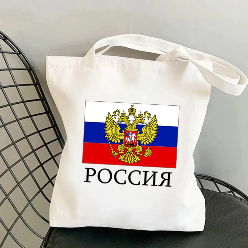 Flaga Rosji Torba z grubej bawełny spadochroniarz Rosyjska dziewczyna Śliczne kobiety Moskwa Drukowane zakupy Lady płócienna na ramię