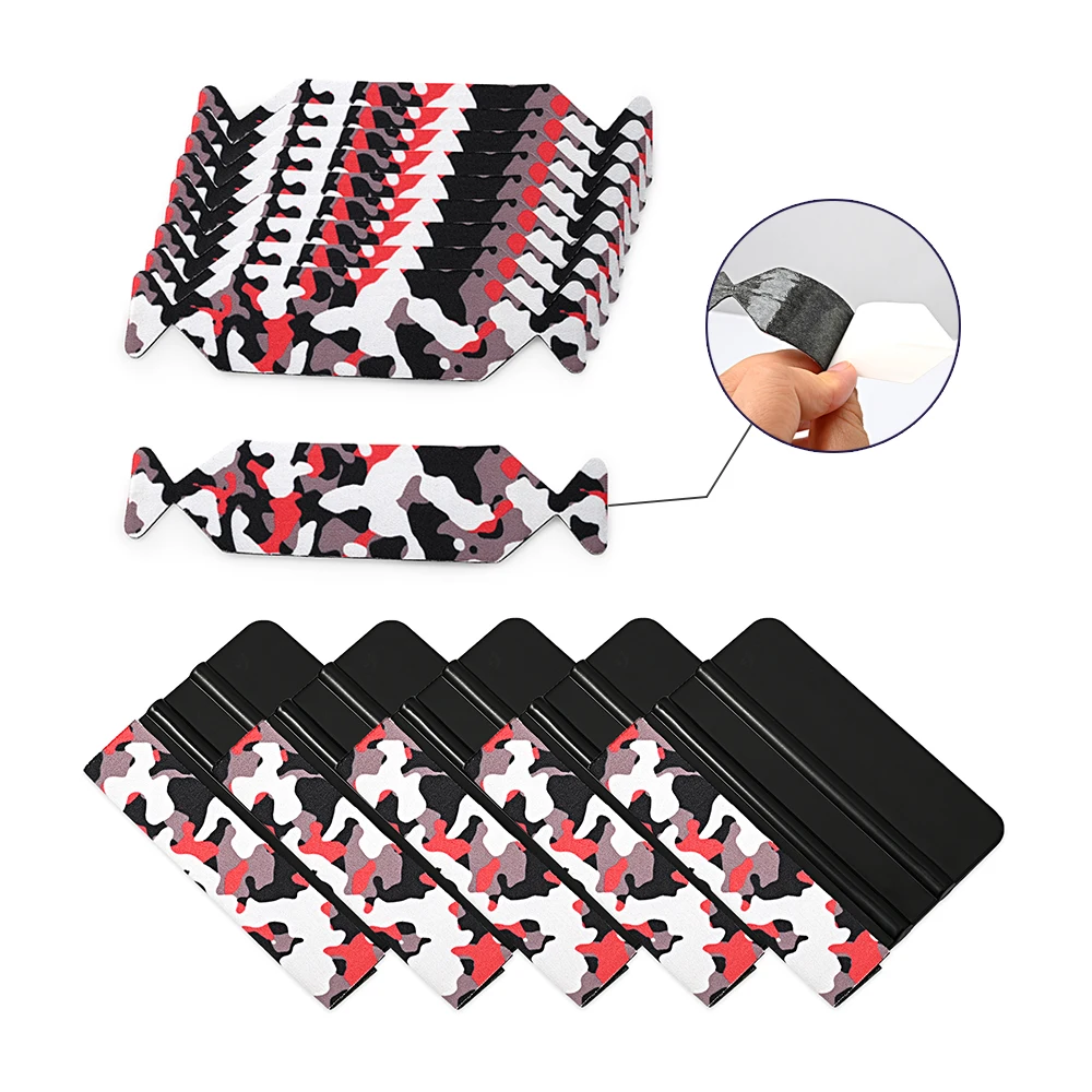 EHDIS 10/20pcs 3-Layer Fabric Felt for Carbon Vinyl Squeegee Wrap Car Film Hard Card Scraper Cloth Window Tint Sticker Tools