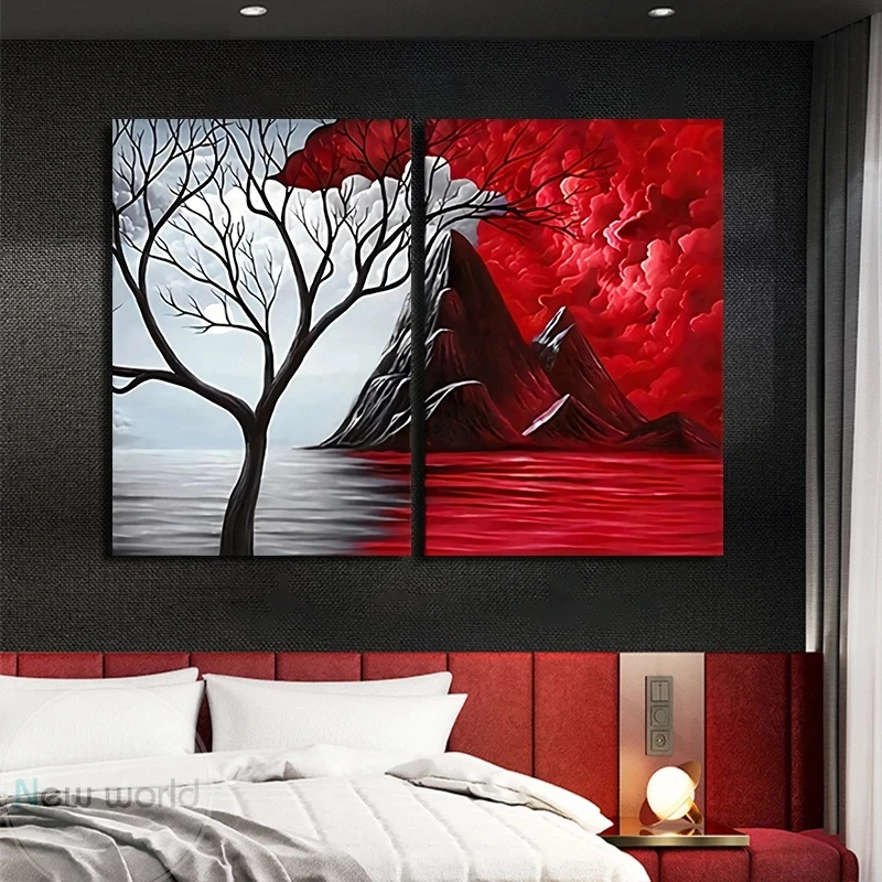 Настенная картина с изображением красного дерева |