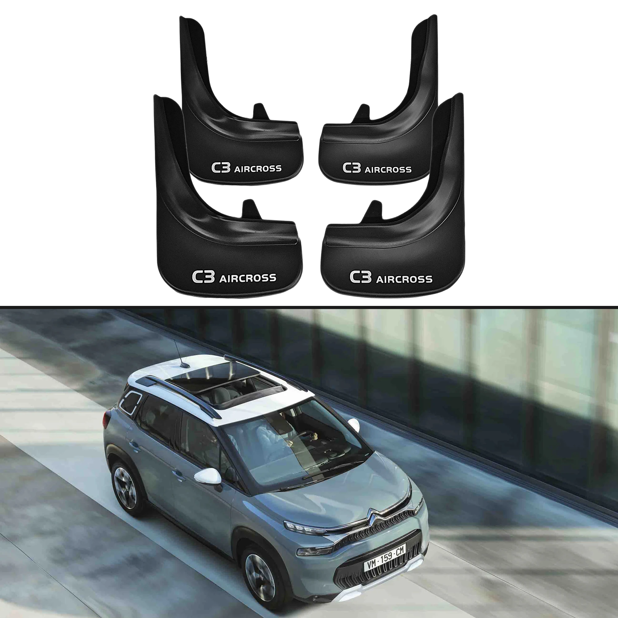 

Комплект автомобильных брызговиков Axenture для Citroen C3 Aircross, резиновые передние и задние брызговики, защитные Брызговики, аксессуары, 4 шт.