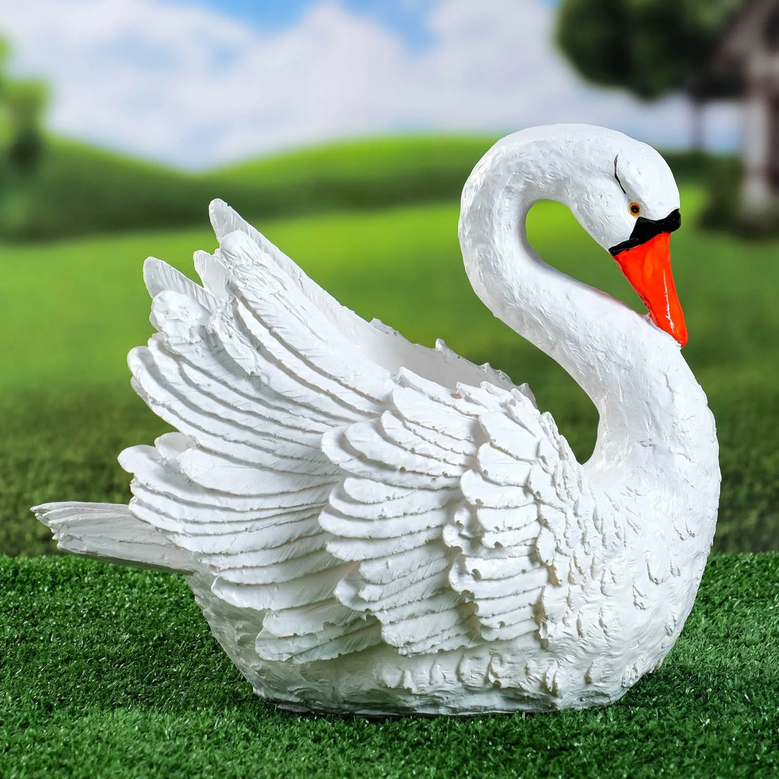 кашпо лебедь своими руками. фигурное кашпо лебедь. кашпо белый лебедь. лебедь полистоун. кашпо лебедь.